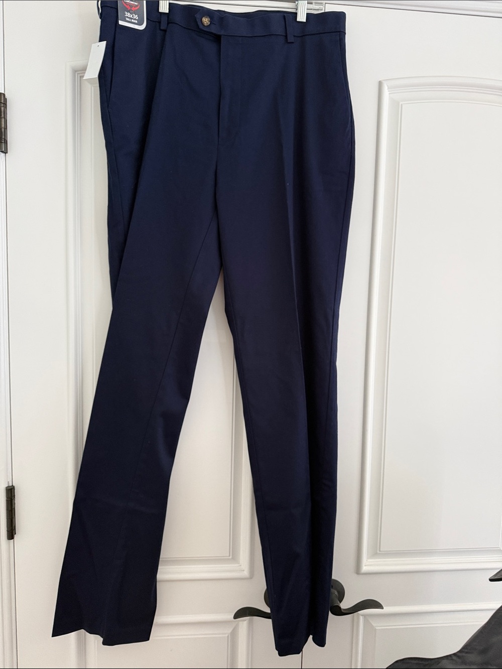 Men’s Dark Navy Flat-Front 38 Tall Dress Pants